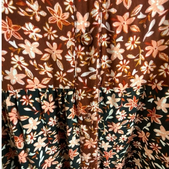 Zara Floral Printed Midi Mixed Pattern Balloon Sleeve Shirt Dress - Picture 11 of 16